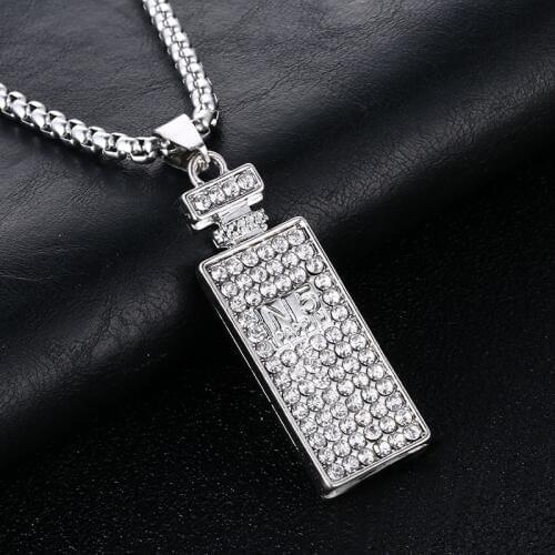 2019 New N5 Crystal Square Pendant Necklace For Man Womer Street Silver Hip Hop Necklace Sweater Chain
