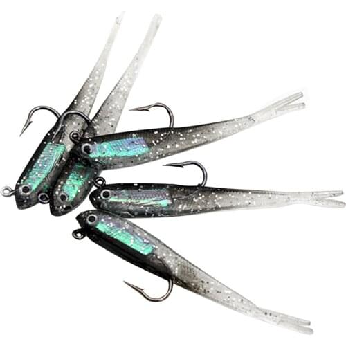 2021 Soft Bait Soft Fish Fork Tail with Hook Fish Artificial Silicone Fish Bait Fishing Tackle 75mm Fishing Lure Fishing Gear