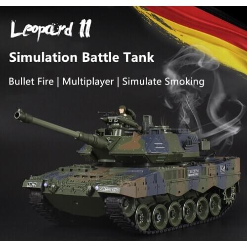 47CM Large Size Bullet Launch Simulation RC Battle Tank In Situ Rotation Liftable Metal Barrel Smoke Sound Light Effet RC Model