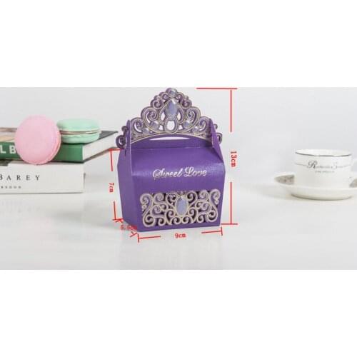 50pcs/Lot Bridal Party Wedding Gift Wedding Paper Candy Box in White/Red/Pink/Sky Blue/Purple as Engagement Bachelor Party Gift