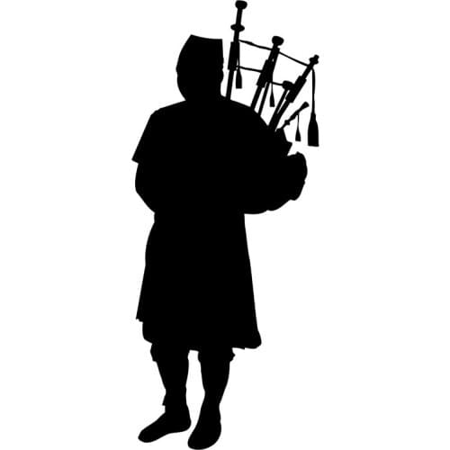 8.2cm*19.5cm Bagpipes Piper Musical Vinyl Car-Styling Car Sticker Black/Silver S3-5849