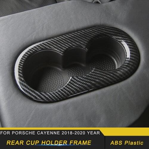 Car Accessories Rear Seat Cup Holder Panel Frame Trim Sticker Cover Interior Decoration for Porsche Cayenne 2018 2019 2020
