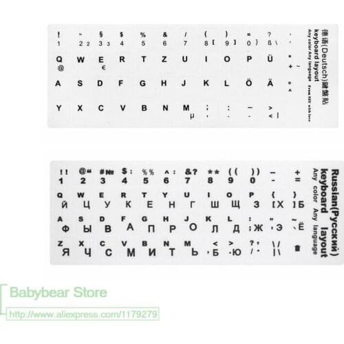 White Spanish Italian German Russian Arabic French Korean Hebrew Alphabet Notebook Keyboard Sticker 100Pcs Laptop Pc Desktop