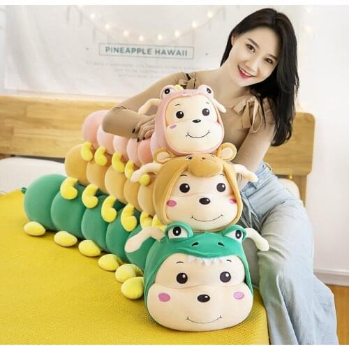 3 Colors Big Caterpillar Doll Cute Soft Plush Stuffed Sleeping Long Pillow Plush For Kids Girl Toys Birthday Gift 2021 new