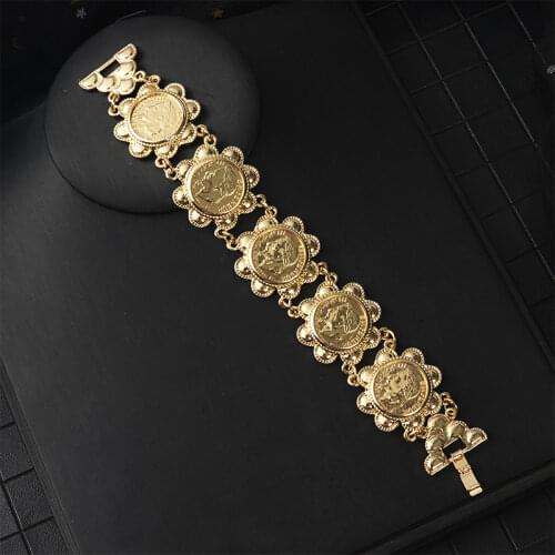 French Coin Bracelet In Gold Napoleon Character Commemorative Bracelet Bracelet In Gold Algerian Alloy Flower Bracelet