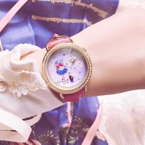 Sailor moon Leather Strap wrist watch bracelet sailor suit polymer clay design women jewelry