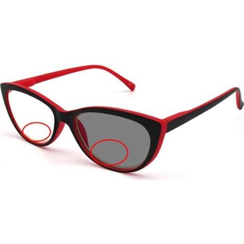 Women Cat Eye Bifocals Photochromic Reading Glasses Magnifier Spring Legs Look Near Far Presbyopic Sunglasses Driving Eyeglasses