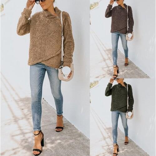 Y2K double-sided fleece sweater jacket womens simple style o-neck long-sleeved plush pullover autumn casual loose zipper top