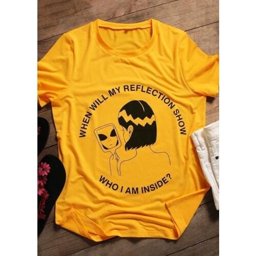 HahayuleWho I Am Inside T-Shirt Funny Alien Graphic Tees Grunge Aesthetic Goth Tops Women Shirt Camisetas Tum Summer Quote Shirt