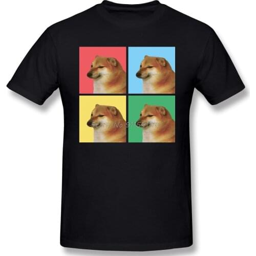 Cheems Doge Cover Printed Cotton T Shirt Vaporwave Aesthetic Visual Art Style Internet Meme Retro Graphic Men Summer Tops