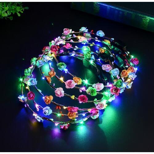 HOT SALE! LED Light Garland Girls Women Birthday Party Concert Headband Hair Accessories
