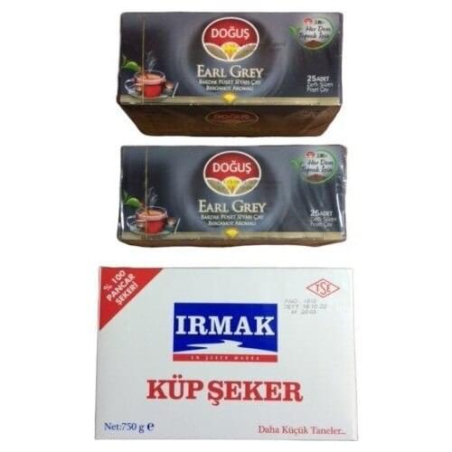 PERFECT WITH A WONDERFUL DRINK Dogus Earl Gray 25 x 2 - Irmak 750 gr Sugar Cube FREE SHİPPİNG