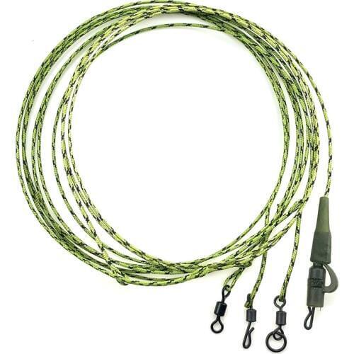 Camo green Lead Core Leader loop With Quick Change Swivel hook link line Very Supple Safety Lead Clips 45 LB for Carp Fishing