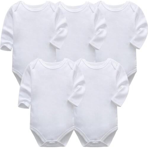 5 Pack Newborn Bodysuit For Boys And Girls Long Sleeved Cotton White Body Set Infant Outfit Baby Clothes