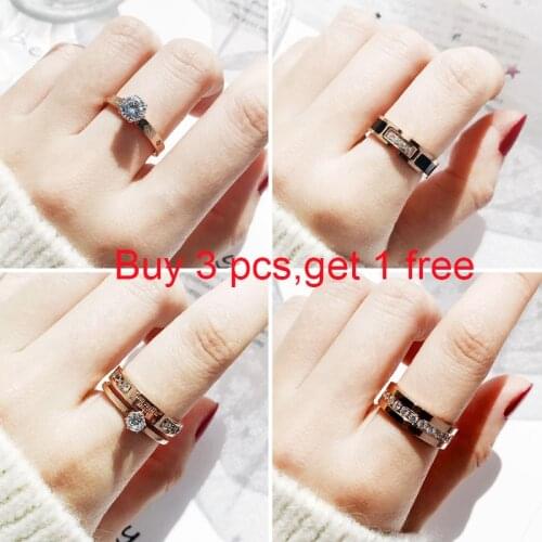 Buy 3, get 1 free ! Titanium Steel Carving BELOVED Micro Inlaid Zircon Rose Gold Colour Ring Brand Wedding Jewelry Love Ring