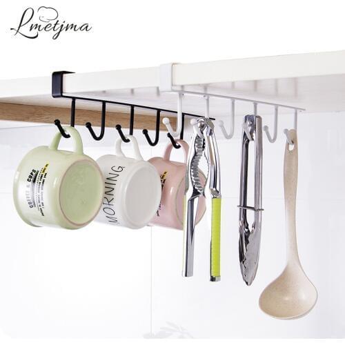 LMETJMA Stainless Steel Kitchen Storage Holders Racks Cupboard Hanging Hook Shelf Dish Hanger Bathroom Organizer Holder KC0509-6