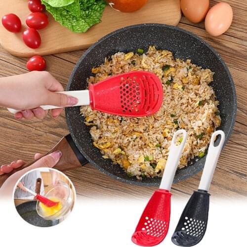 1Pcs Multifunctional Kitchen Cooking Spoon Heat-resistant Hanging Hole Innovative Potato Garlic Filter Press Kitchen Spoon