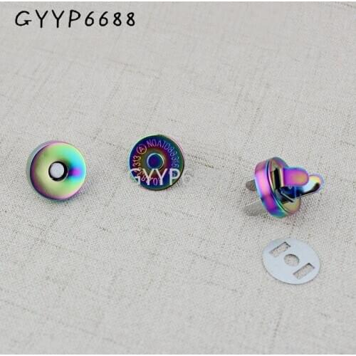 10-30-100pcs 18X4mm Rainbow hung plating dish shape magnetic snap button clasp fastener for handbag purse wallet closure