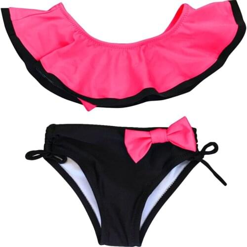 Cute Childrens Swimwear Two Piece Flamingo Swimsuit For Girls 2021 Summer Bikini Sets Kids Swimsuit