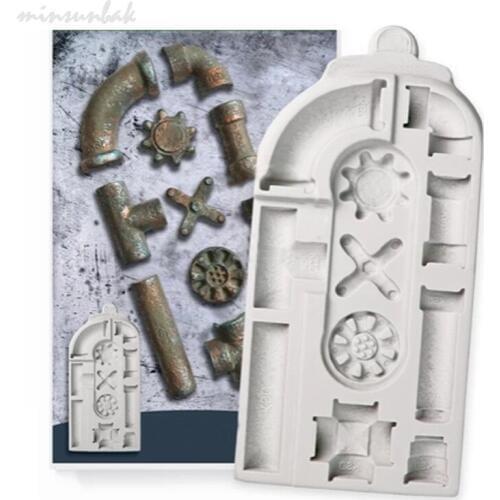 Minsunbak New Rusty Pipes Silicone Fondant Mould DIY Cake Decorating Tool Chocolate Gumpaste Mould