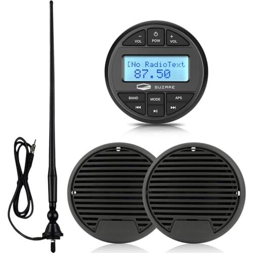 Marine Bluetooth Audio Boat Radio Stereo System Receiver Car MP3 Player+3 Inch Marine Speaker+FM Antenna For ATV Bath Motorcycle