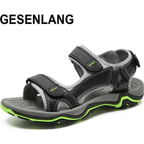 Mens Outdoor Hiking Sandals Open Toe Breathable Genuine Leather Male Sneakers Quick-Drying Water Fishing Walking Beach Shoes 19