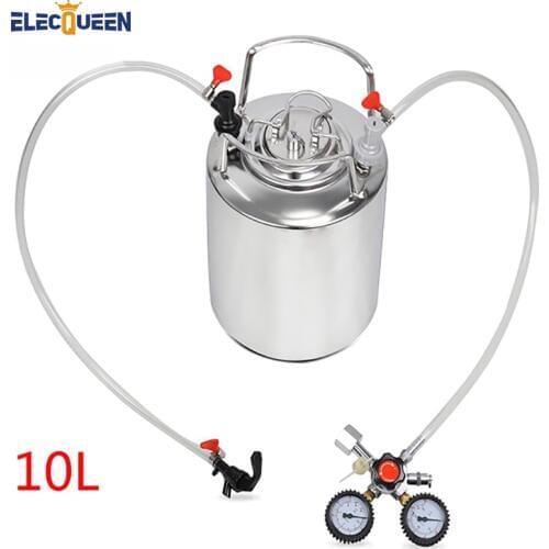 2.5 gallon 10L Cornelius style stainless steel Beer Keg & Faucet Tubing Kit & Co2 Regulator Dual Gauge