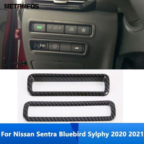 For Nissan Sentra Bluebird Sylphy 2020 2021 Carbon Fiber Head Light Lamp Switch Button Cover Trim Inner Accessories Car Styling