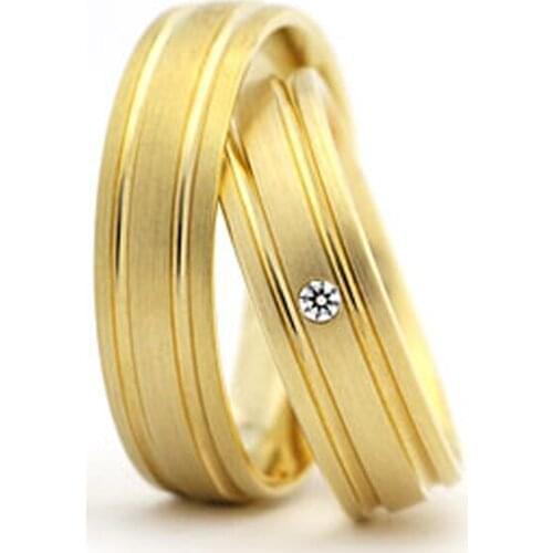 2014 new jewelry his and hers Gold Plating titanium engagement wedding bands rings sets