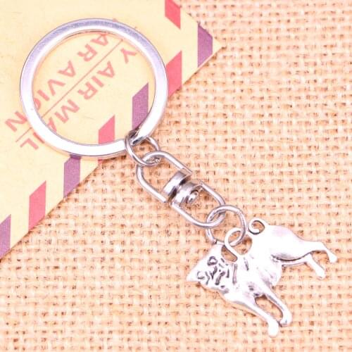 New Fashion Keychain 20x22mm dog pug Pendants DIY Men Jewelry Car Key Chain Ring Holder Souvenir For Gift