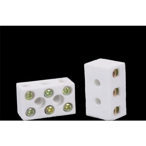 New Arrival 2 Pcs High Quality Ceramic Terminal Block 15A 3 Way 6 Hole Connector Porcelain Ceramic Terminal Blocks