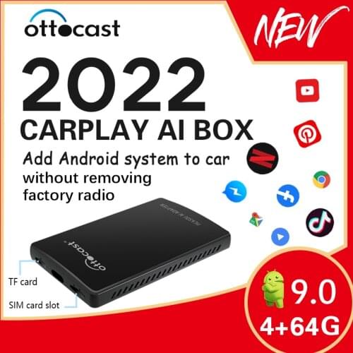 OTTOCAST 2021Apple CarPlay ai box multimedia player 4+32G,wireless for apple CarPlay,android auto,plug and play n download apps