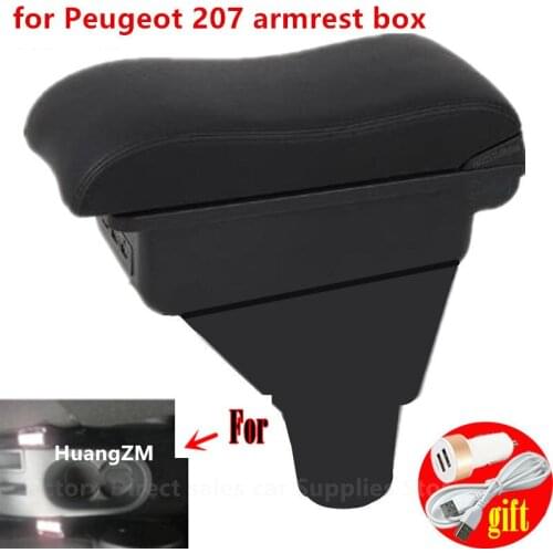 For peugeot 207 armrest box Interior Parts special Retrofit parts Car Armrest Center Storage box with USB LED light