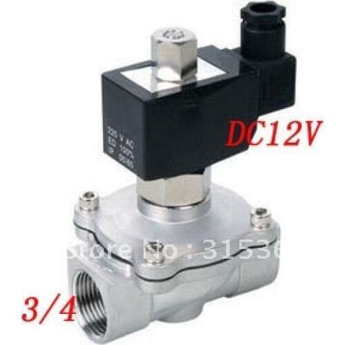 Free Shipping 5PCS/Lot 3/4'' 2 Way Normally Open Industrial Stainless Steel DC 12V Water Solenoid Valve VITON