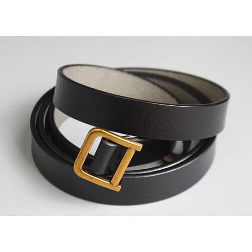 Fashion 100% Genuine Leather black Belts Luxury Designer Metal D Buckle Belt Women Girls Retro Vintage Thin Belt for Jeans