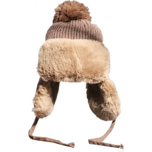 Lei Feng hat plus velvet warm knitted ear protection female Korean version cute wild hat female autumn and winter woolen hat