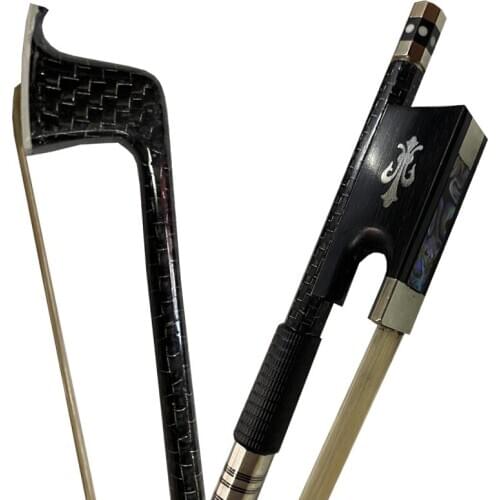 Free shipping 5pc New 4/4 Carbon fiber violin bow with silver string Ebony Frog Carving flower