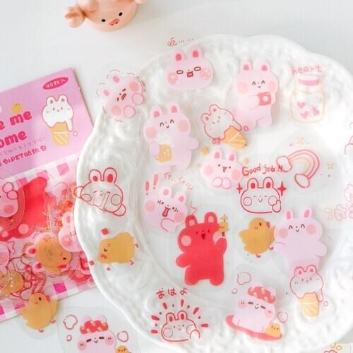 Yoofun 40 Pcs Take Me Home Series Mini Animal PET Sticker Cute Stationery Scrapbook Diary Decoration Label Kawaii School Supply