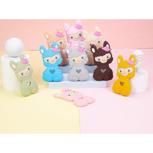 Sunrony 1Pc Silicone Sheep Teether Baby Dental Care Molar Ring Nipple Chain Chew Animal Food Grade Healthy Toy BPA Free