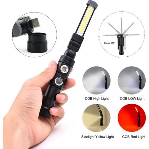 Working Light Lamp LED Lamp USB Rechargeable Built In Battery COB XPE LED Light With Magnet Portable Flashlight Outdoor Camping