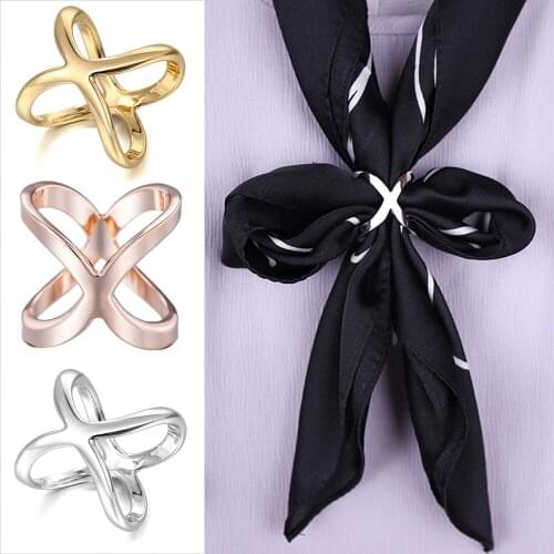 Multi Purpose Cross Ring Scarf Buckle Hollow Simple Napkin Rings Holder Party Table Decoration X-shaped Scarf Shawl Buckle