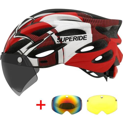Newest Road Bike Mountain Bike Helmet with TT Lens & Visor Men Women Cycling Helmet with Rear Light Sports Mtb Bicycle Helmet