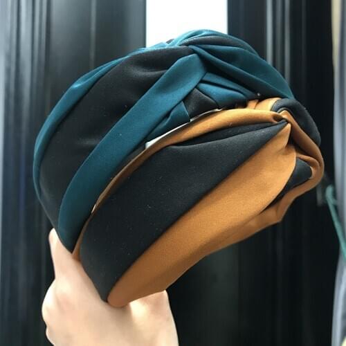 Fashion Retro Hairbands Bohemian Joint Color Cross Wide Hair Bands Womens Vintage Design Dotted Contrast Color Hair Accessories