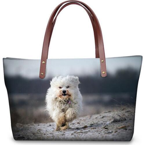 High Quality Women Tote Messenger Bags Lovely Havanese Dog Pattern Crossbody Bag for Female Girls Shoulder Handbags