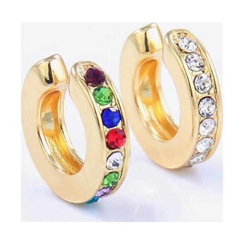 WELBACK 2020 New Fashion Crystal Metal Ear Cuff Set for Women Boho Trendy Stackable Cuff Statement Rhinestone Clip Earrings Gift