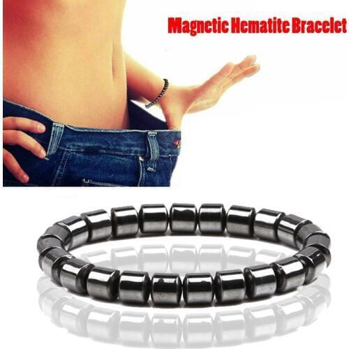 DUOVEI Weight Loss Black Hematite Stone Beads Bracelet Health Care Magnetic Therapy Stretch Bracelet For Women Men Jewelry Gift