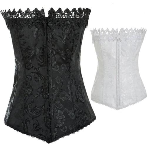 S-XXL Plus Size Black White Women Body Shaper Waist Trainer Cincher Underbust Corset Lace Up Over Bust Waist Shaper Overbust