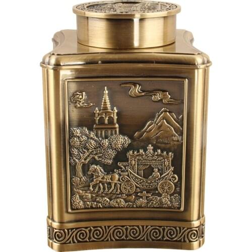 Zq Retro Style Tea Jar Household Metal Storage Tank High-Grade Sealed Jar Large Size Tea Caddy