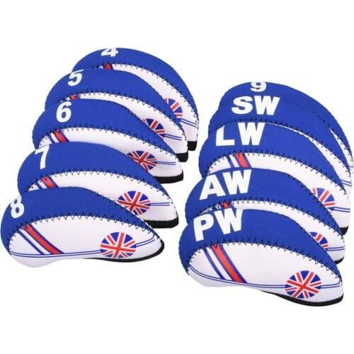 10 Pcs Golf Head Cover Club Iron HeadCovers Protect Neoprene USA Flag Golf Club Head Cover Golf Training Aids Accessories