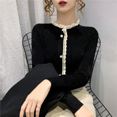 19753 make velvet collar stitching bud silk knit female 60